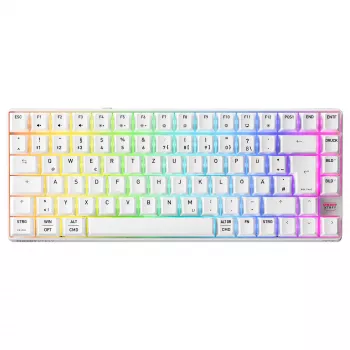 Mekaaninen kompakti langaton näppäimistö Cherry XTRFY K33 75% QWERTZ Deutsch valkoinen USB + RF + Bluetooth RGB