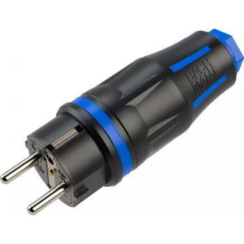 BACHMANN ammattimainen suojakosketinpistoke CEE7/7, kumitettu, IP54, musta / sininen (BM0017347)