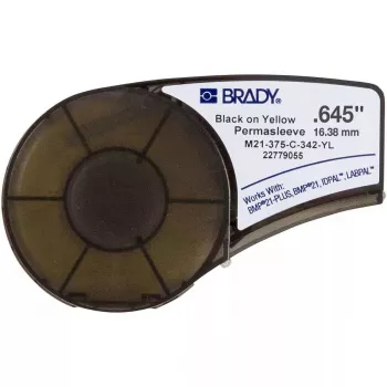 Liimaton tulostintarra Brady M21-375-C-342-YL, polyolefiini, keltainen, 1,64 cm x 2,1 m