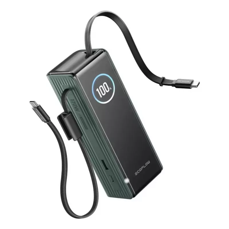 Varavirtalähde EcoFlow RAPID 25000 mAh vihreä — 170 W kokonaisteho, 2× USB-C, 1× USB-A