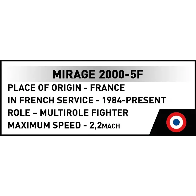 Cobi Mirage 2000-5F rakennussarja, Armed Forces -sarja, 495 osaa, mittakaava 1:48