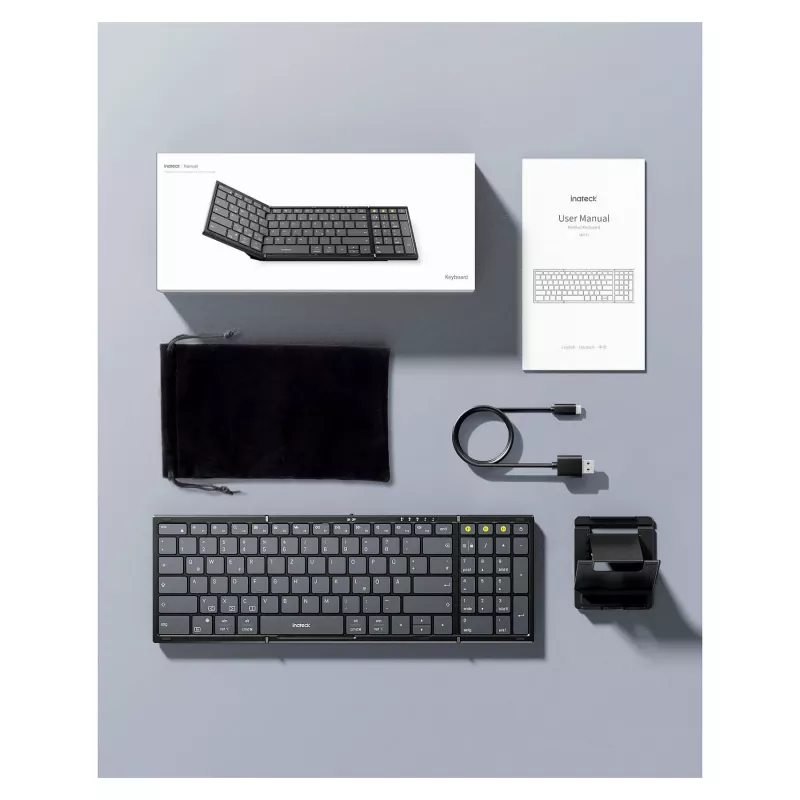 Langaton Bluetooth-täysikokoinen näppäimistö Inateck N0135 musta — QWERTZ, saksimekanismi