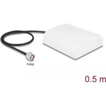Antenni DELOCK 90761 — 2,4 GHz suuntaava WiFi N -antenni 8 dBi N-liittimellä ja 50 cm RG-58 kaapelilla, valkoinen, ulkokäyttöön