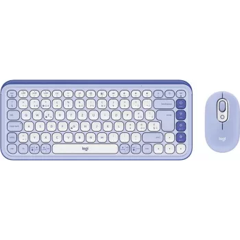 Logitech POP Icon Combo - näppäimistö- ja hiirisarja - langaton - Bluetooth LE - QWERTZ - Sveitsi - lila, off-white (920-013277)