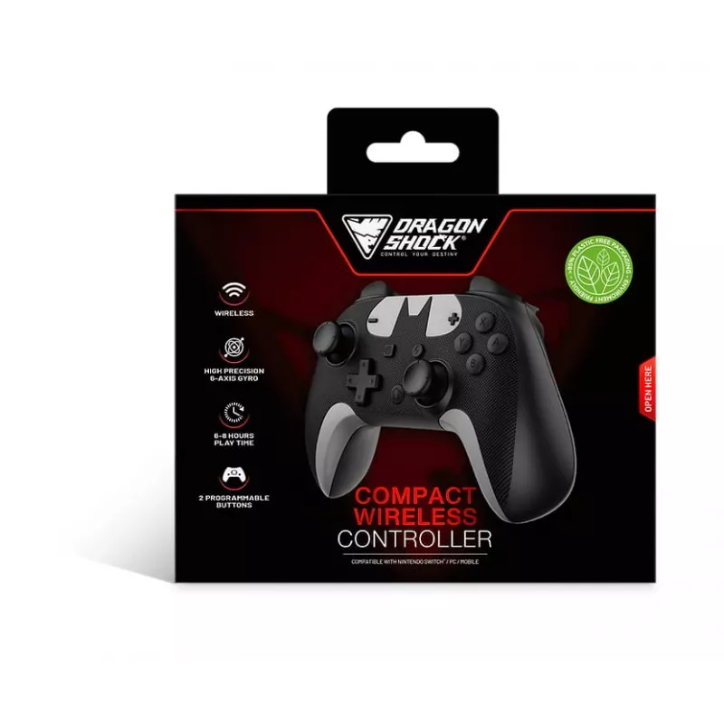 DragonShock PopTop Compact, peliohjain, Nintendo Switch, takapainike, D-Pad, Home-painike, Reset-painike, langaton, Bluetooth, USB Type-C