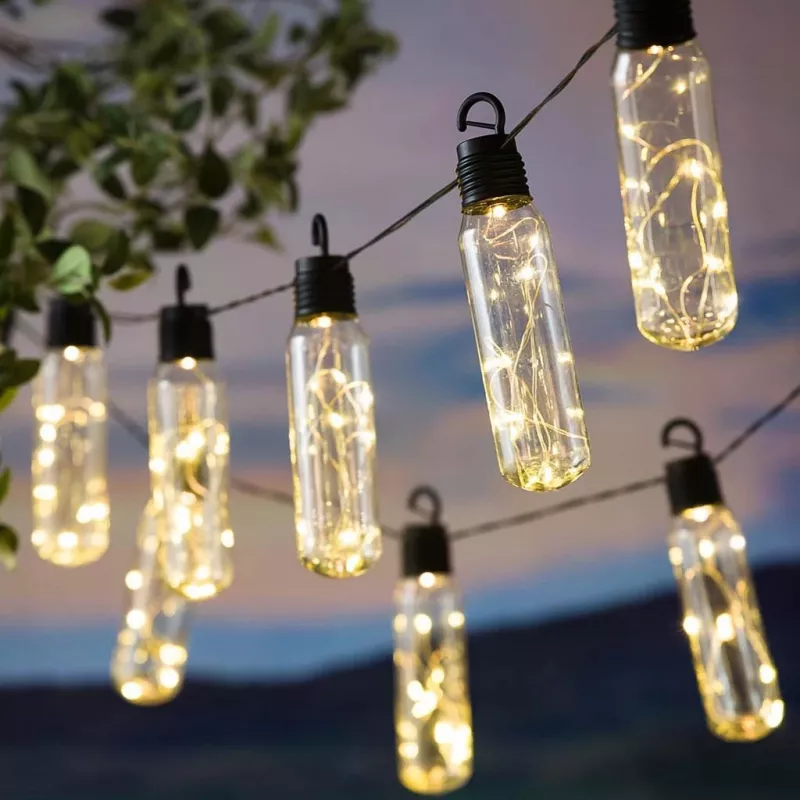 Extralink aurinkokäyttöinen puutarhagarlandi, 2 + 1,8 m pituus, Lux 10 lämminvalkoinen LED