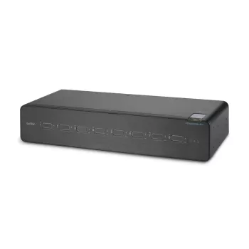 KVM-kytkin Belkin F1DN208KVM-UN-4 – 8-porttinen Dual-Head HDMI/DisplayPort, USB-näppäimistö ja -hiiri, 4K@60Hz, räkkiasennus, musta