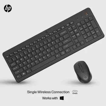 Langaton näppäimistö- ja hiirisarja HP 330 — täysikokoinen näppäimistö, RF Wireless, musta, hiiri mukana