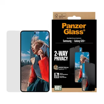 PanzerGlass® 2-suuntainen tietosuoja näytönsuoja Samsung Galaxy S26+ | Ultra-Wide Fit EasyAligner-telineellä