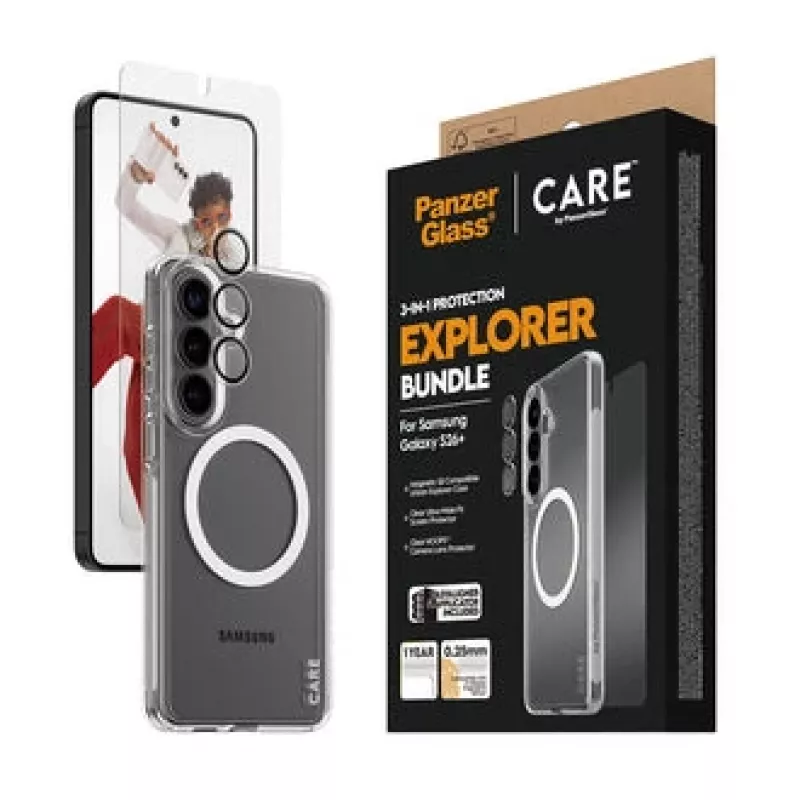 Näytönsuojus PanzerGlass CARE 3-in-1 Samsung Galaxy S Plus 2026 — PanzerGlass CARE -sarja