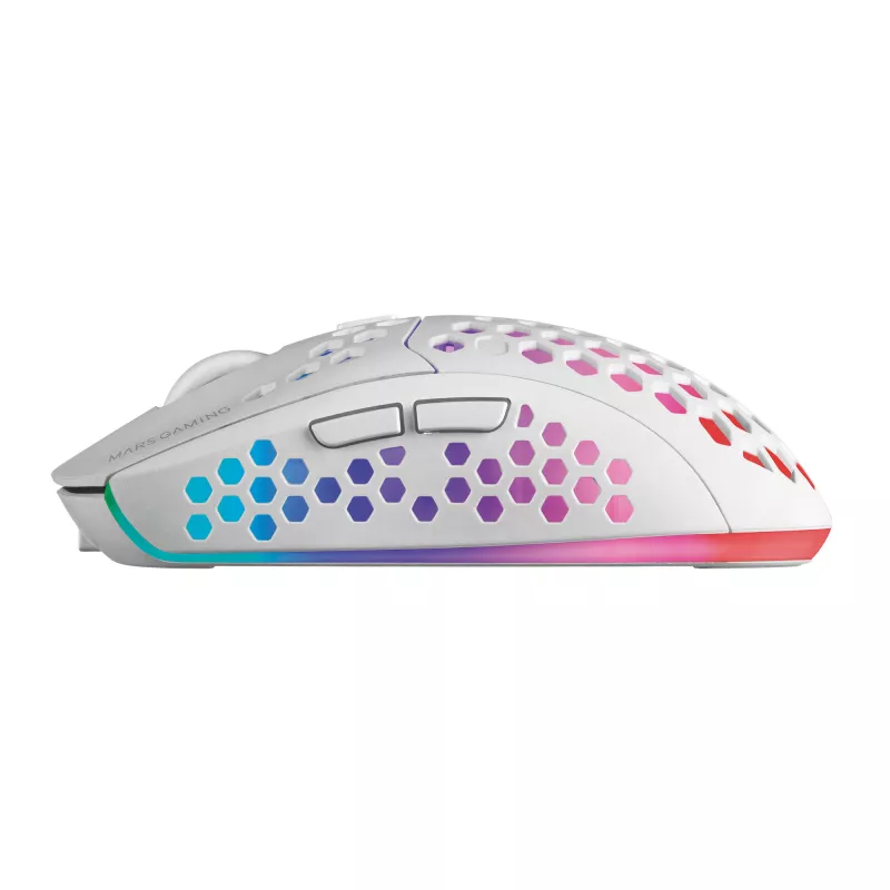 Mars Gaming MMW3W, langaton pelihiiri, RGB Flow, ultrakevyt 79 g, 3200 DPI, valkoinen
