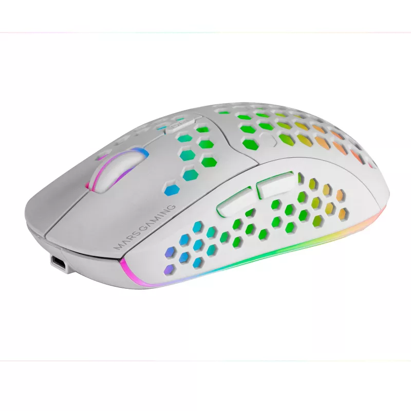 Mars Gaming MMW3W, langaton pelihiiri, RGB Flow, ultrakevyt 79 g, 3200 DPI, valkoinen