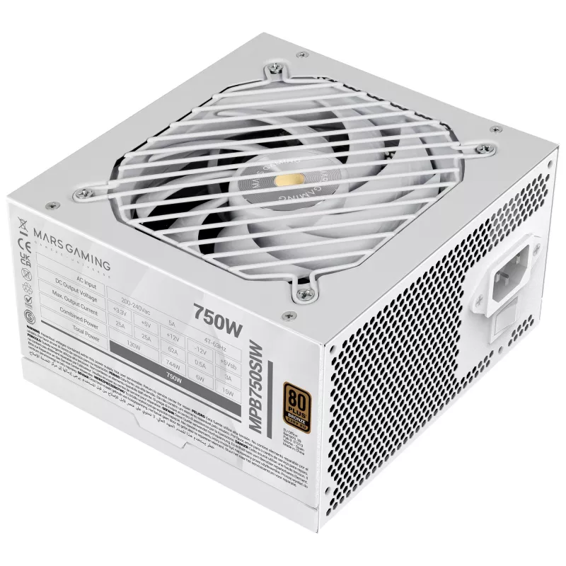 Mars Gaming MPB750SIW virtalähde 750 W 24-pin ATX ATX valkoinen