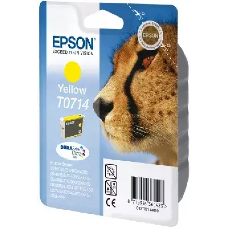 Epson Cheetah yksittäispakkaus keltainen T0714 DURABrite Ultra muste