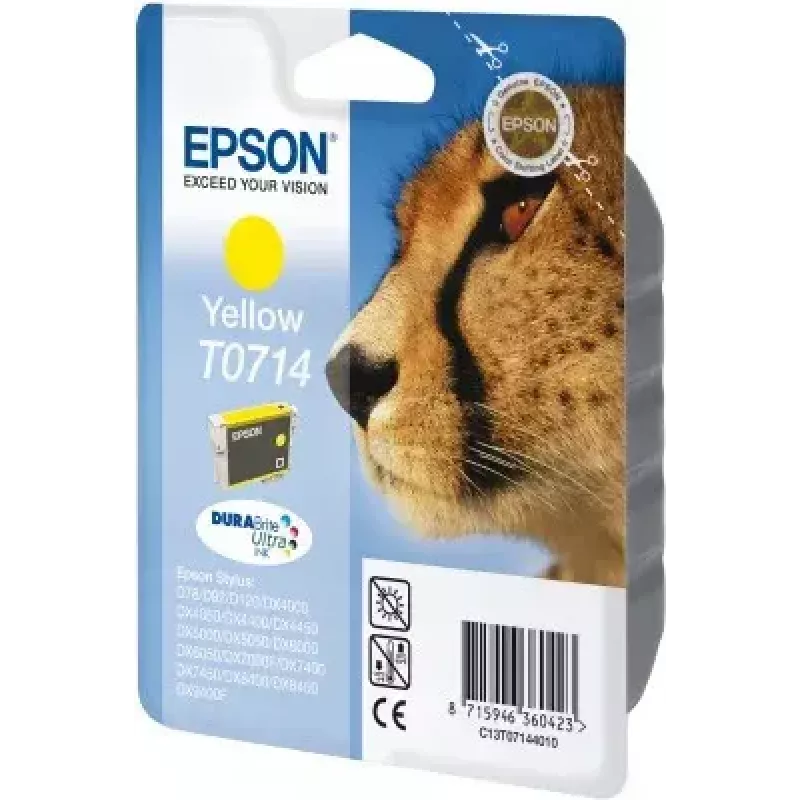Epson Cheetah yksittäispakkaus keltainen T0714 DURABrite Ultra muste