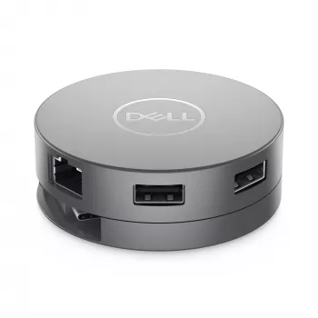 DELL Pro 7-in-1 USB-C Travel Hub - DA310, langallinen, USB 3.2 Gen 2 (3.1 Gen 2) Type-C, 10,100,1 000 Mbit/s, hopea, 3 840 x 2 160 pikseliä, 1 920 x 1 080 pikseliä