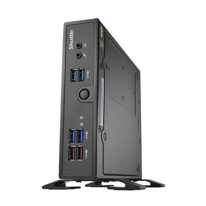 Shuttle XPC ohut barebone DS50U, Intel Celeron 7305, 2x LAN (1x 2.5Gbit, 1x 1Gbit), 1x COM, 1x HDMI, 1x DP, 1x VGA, tuuletinon, 24/7 jatkuva käyttö