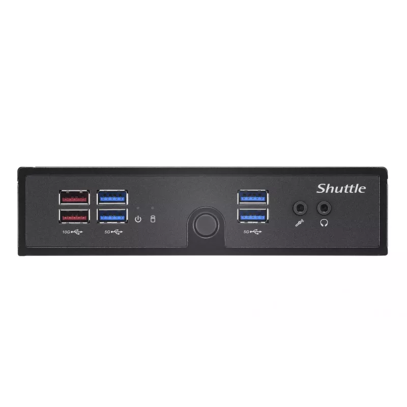 Shuttle XPC ohut barebone DS50U, Intel Celeron 7305, 2x LAN (1x 2.5Gbit, 1x 1Gbit), 1x COM, 1x HDMI, 1x DP, 1x VGA, tuuletinon, 24/7 jatkuva käyttö