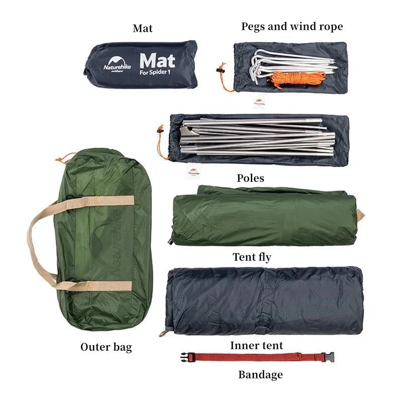 Pyöräily ultralight teltta 1 nh18a095-d-forest vihreä NATUREHIKE