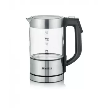 Vedenkeitin SEVERIN WK3458, 0,5 L, 1100 W, lasi & ruostumaton teräs, 5 lämpötila-asetusta, johdoton