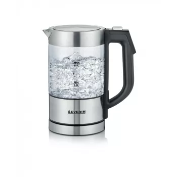 Vedenkeitin SEVERIN WK3458, 0,5 L, 1100 W, lasi & ruostumaton teräs, 5 lämpötila-asetusta, johdoton