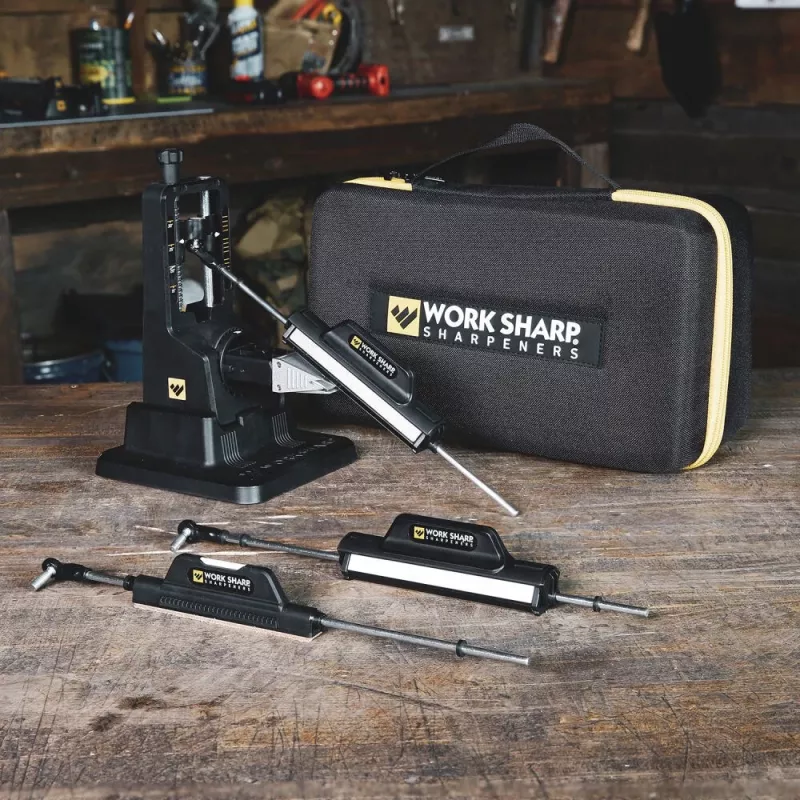 Vetoveitsenteroitin Work Sharp Precision Adjust Elite 09DX066 — säädettävä kulma, timanttikivet, nahkaviimeistely, nylonkotelo