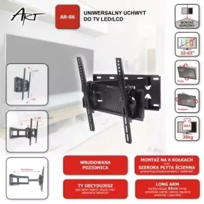 ART AR-86 TV-seinäteline, seinäteline televisiolle, malli AR-86