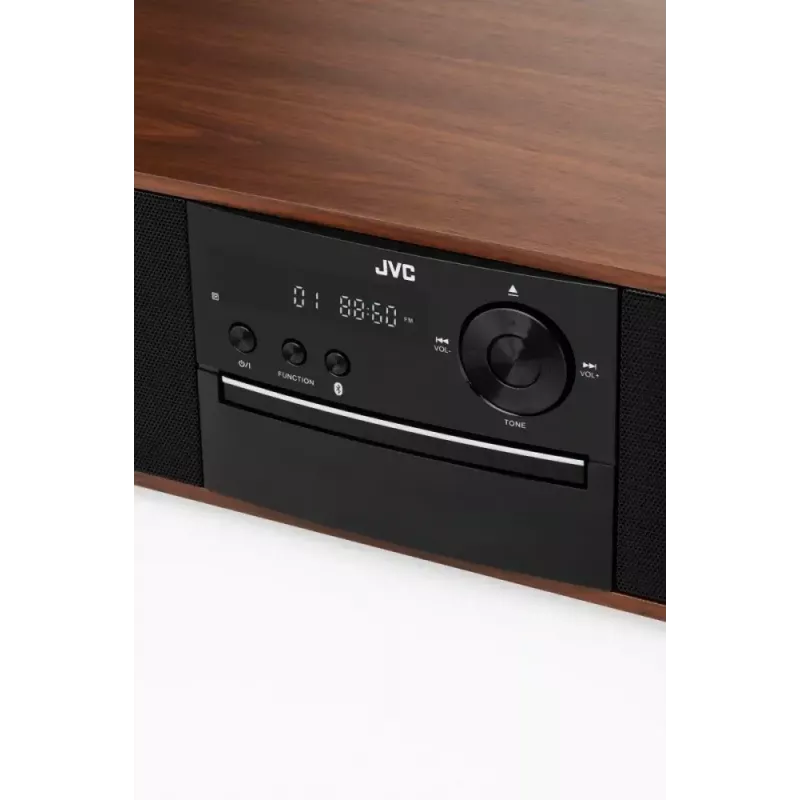 JVC RD-E761 minitorni-stereojärjestelmä, 2x8 W RMS, Bluetooth 4.2, USB, CD, FM, puukotelo, musta