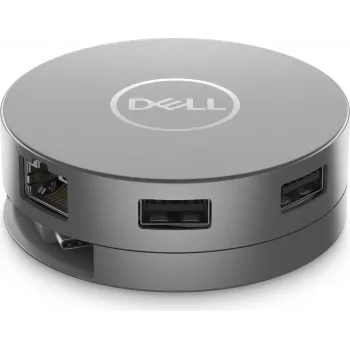 DELL 6-in-1-USB-C-moniporttisovitin - DA305 - johdollinen - USB 3.2 Gen 2 (3.1 Gen 2) Type-C - 10,100,1000 Mbit/s - hopea - 3840 x 2160 pikseliä - Dell (5H1R0)
