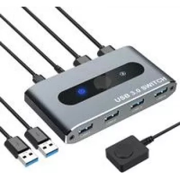 Techly USB 3.0 -kytkin 2 PC-tuloa 4 lähtöä - 4-porttinen - USB 2.0