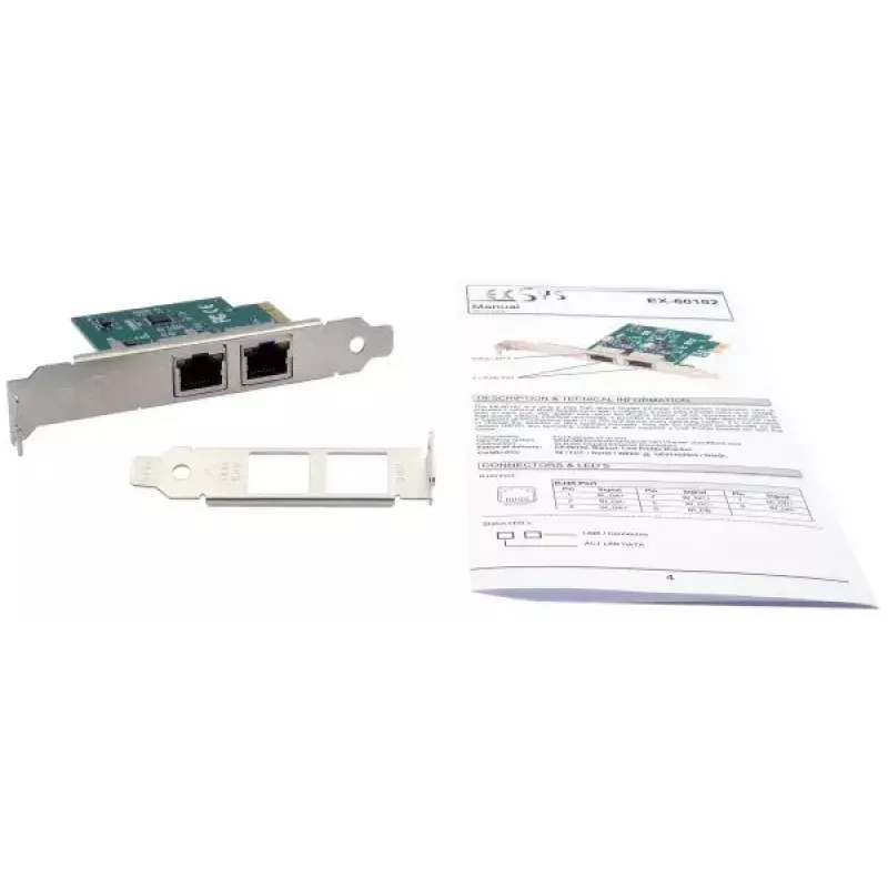 Sisäinen Ethernet-kortti EXSYS EX-60102 1000 Mbit/s PCI Express langallinen