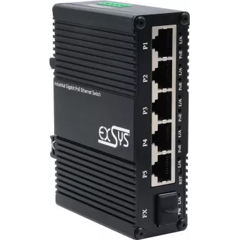 Kytkin Exsys EX-62030MPOE-SFP — Mini Gigabit 5+1 PoE+ Web-Managed -kytkin 5 Gigabit + 1 SFP