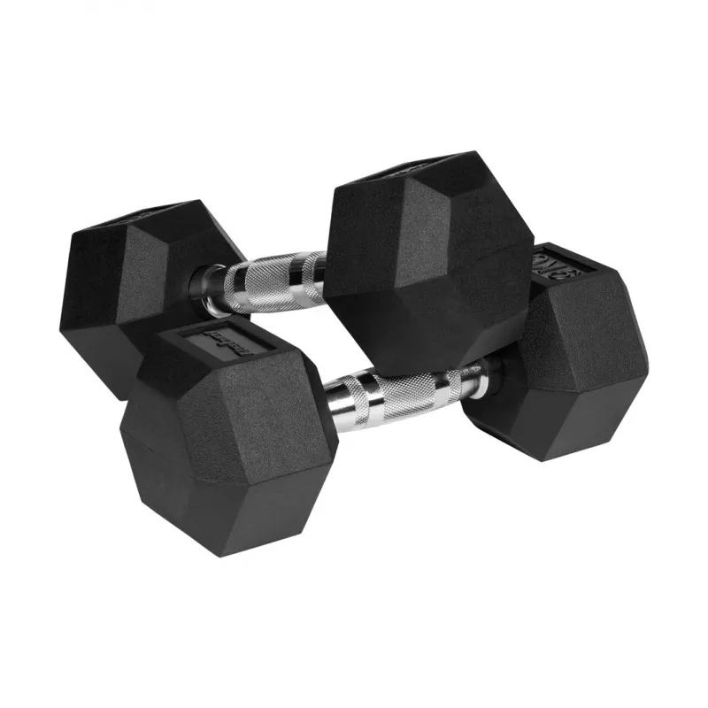 Kumipäällysteiset valurautakäsipainot HEX 2x9 kg REBEL ACTIVE