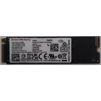 Sisäinen M.2 PCIe NVMe SSD, Lenovo 256 GB, MPN 5SS1D71750