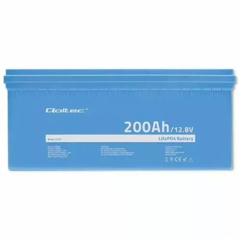 Qoltec 53707 ajoneuvoakku litium-rautafosfaatti 200 Ah 12,8 V