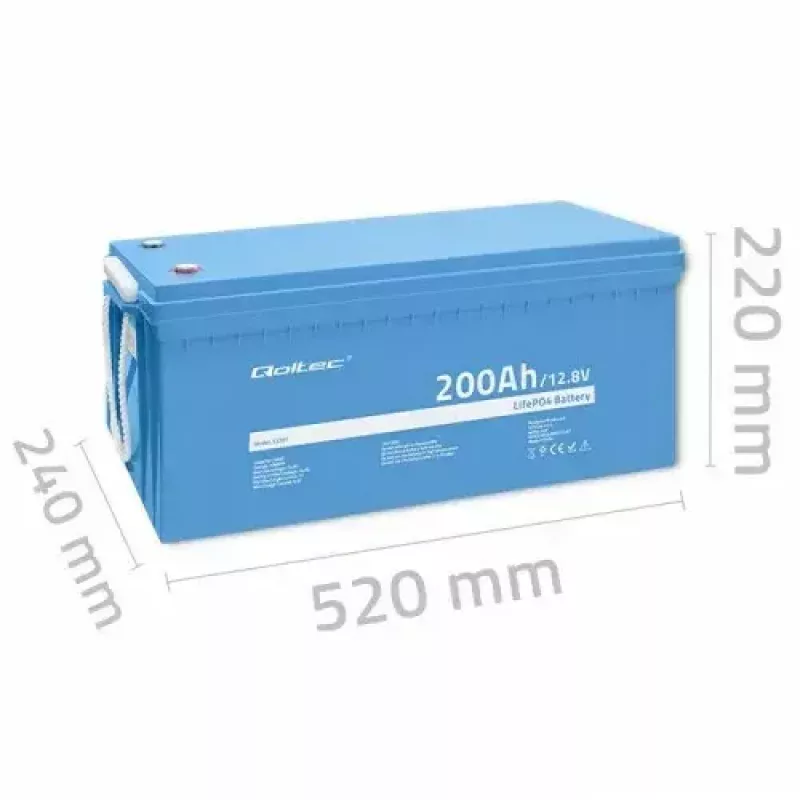 Qoltec 53707 ajoneuvoakku litium-rautafosfaatti 200 Ah 12,8 V