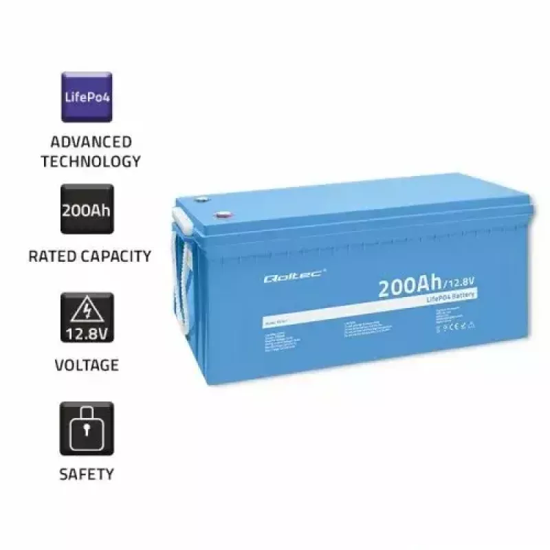 Qoltec 53707 ajoneuvoakku litium-rautafosfaatti 200 Ah 12,8 V