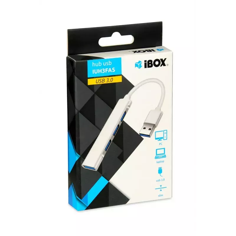 USB-keskitin IBOX IUH3FAS — 1× USB 3.0, 3× USB 2.0