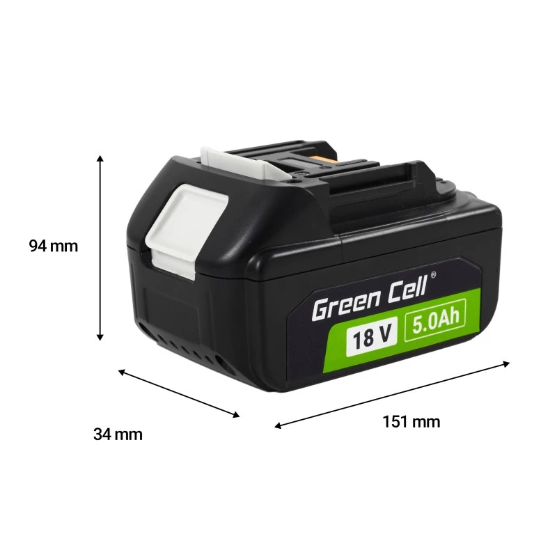 Akku Green Cell PTMA18V5 litium-ioni 5Ah 600g