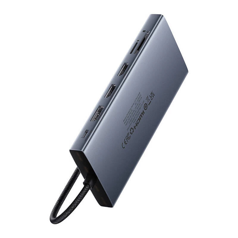 Hub 13in1 Baseus PortalJoy USB-C - HDMI+DP+VGA+C+USB+PD+RJ45+SD/TF+3,5 mm (harmaa)