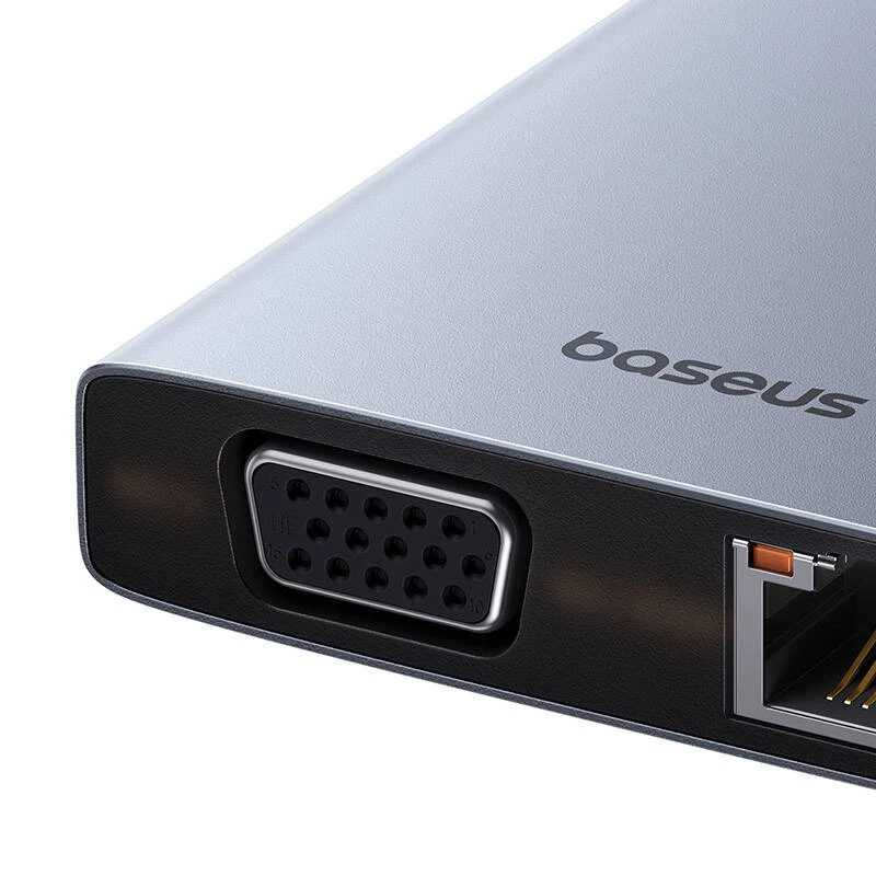 Hub 13in1 Baseus PortalJoy USB-C - HDMI+DP+VGA+C+USB+PD+RJ45+SD/TF+3,5 mm (harmaa)