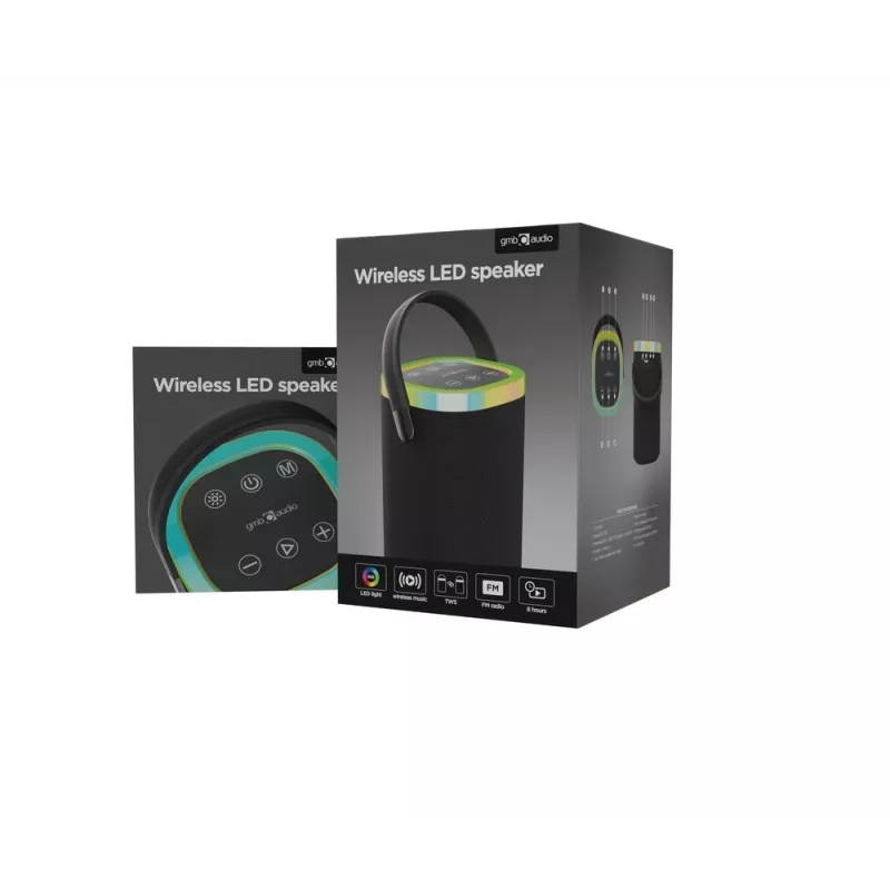 Kannettava kaiutin GEMBIRD SPK-BT-LED-06, Bluetooth, sisäänrakennettu LED, ladattava akku