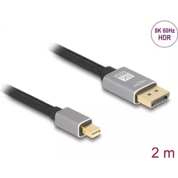 DeLOCK Mini DisplayPort - DisplayPort -kaapeli 8K 60 Hz 2 m harmaa metalli
