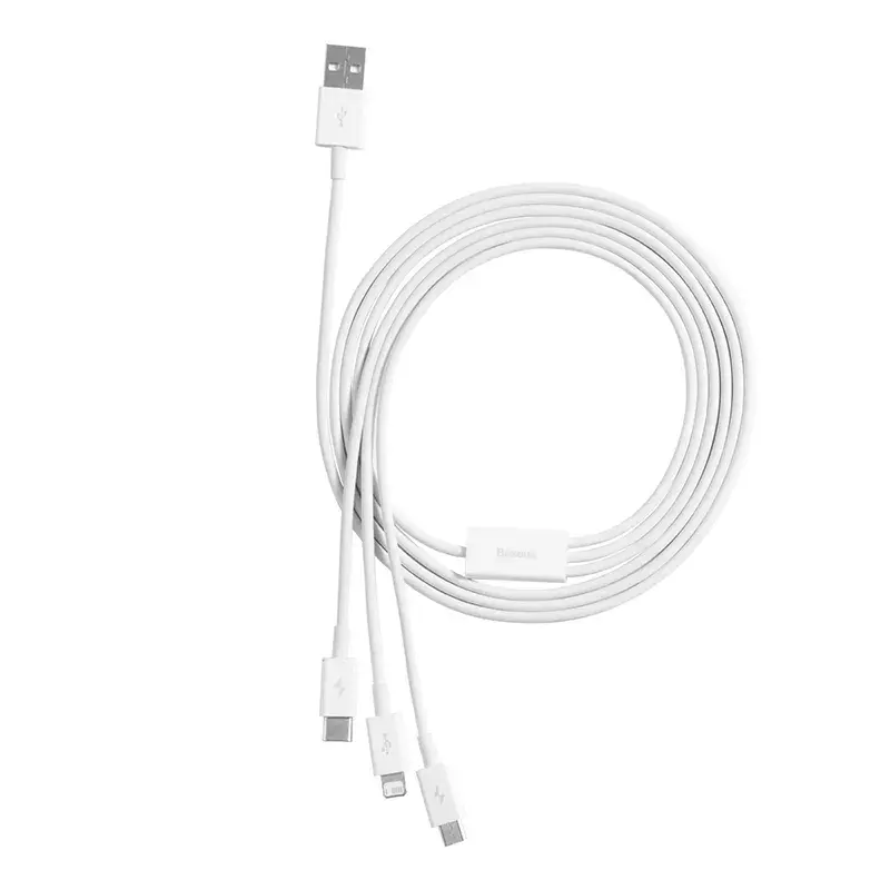 USB-kaapeli Baseus Superior USB 2.0 1,5 m USB A USB C/Micro USB A/Lightning valkoinen