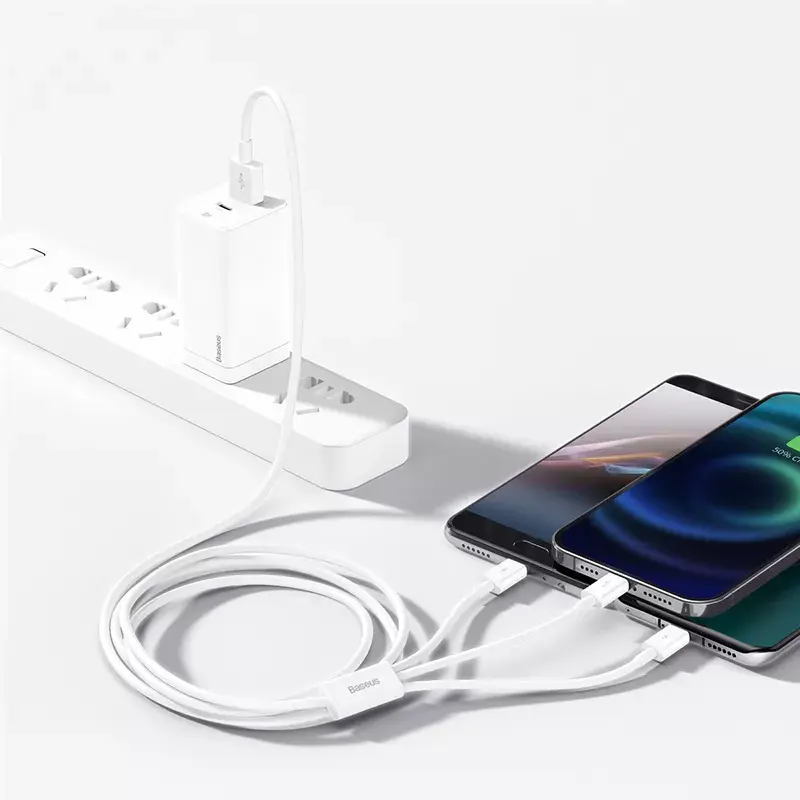 USB-kaapeli Baseus Superior USB 2.0 1,5 m USB A USB C/Micro USB A/Lightning valkoinen