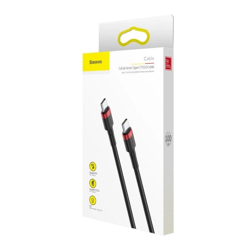 USB-kaapeli Baseus Cafule 2m USB-C musta punainen