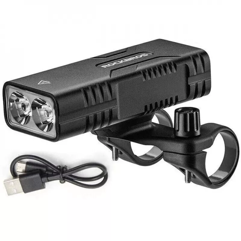 Rockbros polkupyörän valo power bank -toiminnolla + USB-C–USB-A-kaapeli, 850 lm, musta