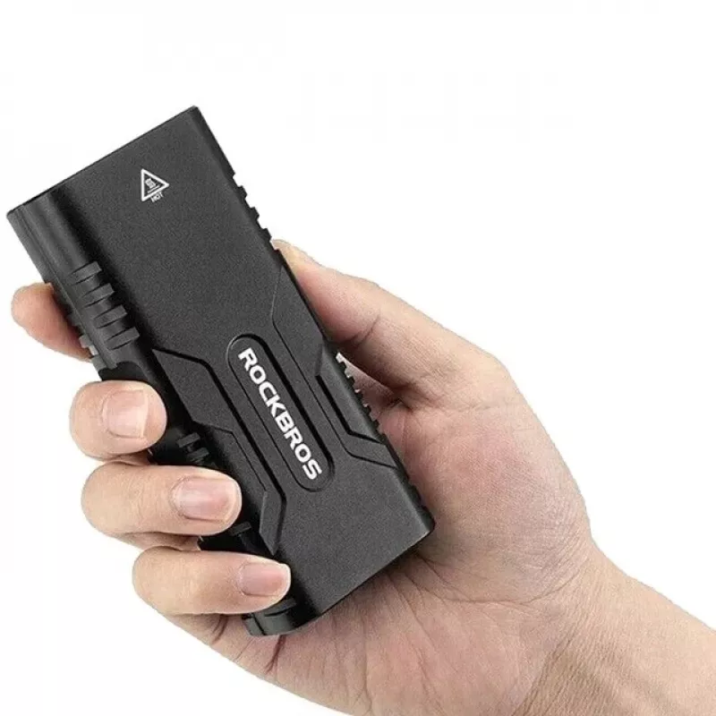 Rockbros polkupyörän valo power bank -toiminnolla + USB-C–USB-A-kaapeli, 850 lm, musta