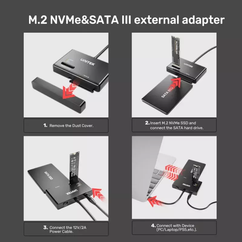 SSD-kotelo UNITEK S1232A01-EU musta M.2/2,5