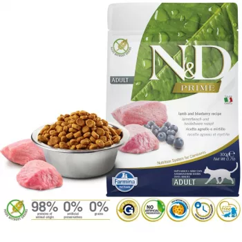 FARMINA N&D Prime Cat Lamb and Blueberry Adult - kuivaruoka kissoille - 300 g